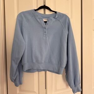 Old Navy Women's Light Blue Henley Sweatshirt